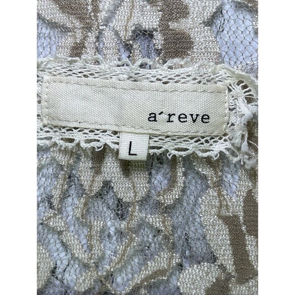 Anthropologie Faux Fur Vest SZ Large Brown Lace Boho Festival Hook Eye V Neck - Picture 12 of 12